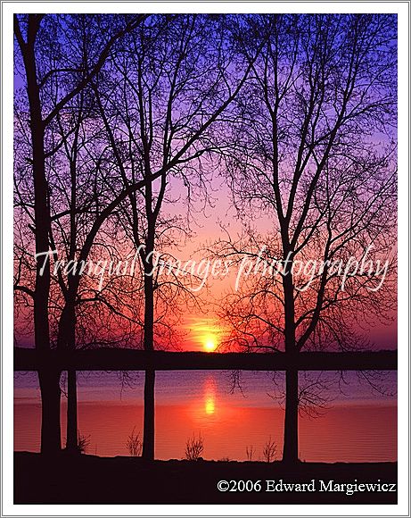 450201---Red Sunset over lake at Stoney Creek 